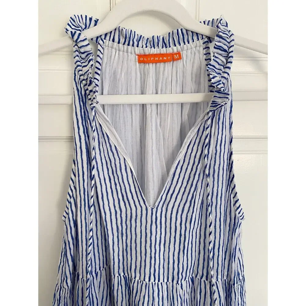 OLIPHANT Tuckerrnuck Mini Sleeveless Dress Sorrento Blue White Stripe M - Picture 6 of 7